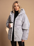 Women's Coat Oversized Faux Fur Quilted Hooded Puffer Jacket