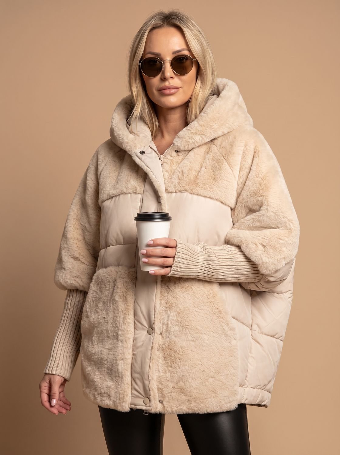 Women's Coat Oversized Faux Fur Quilted Hooded Puffer Jacket