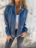 Women's Corduroy Hooded Zip-Up Quilted Jacket Oversized Fit