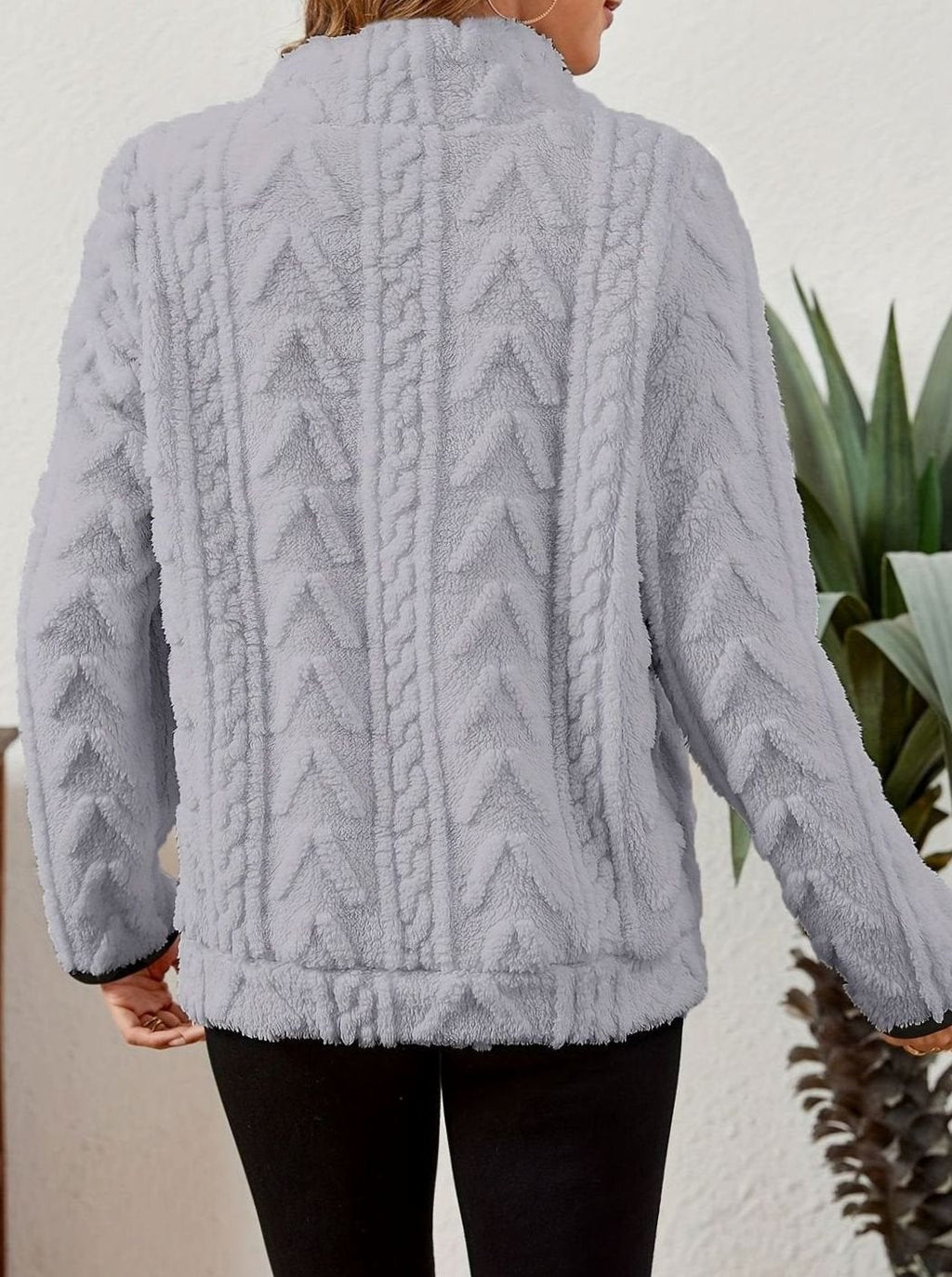 Women's Teddy-Texture Half-Zip Pullover with Pouch Pocket