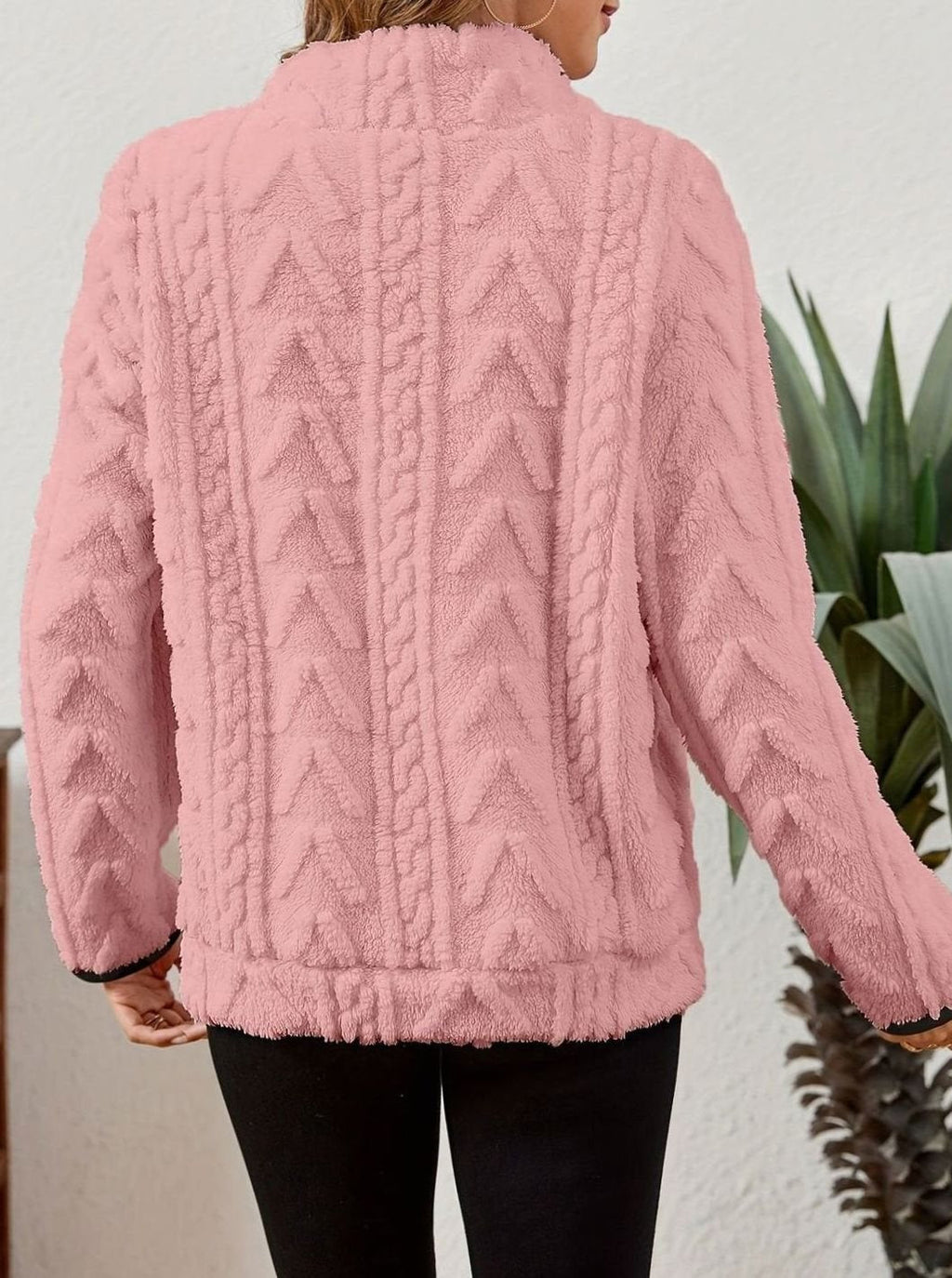 Women's Teddy-Texture Half-Zip Pullover with Pouch Pocket