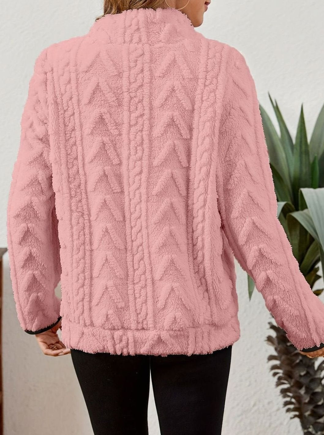 Women's Teddy-Texture Half-Zip Pullover with Pouch Pocket