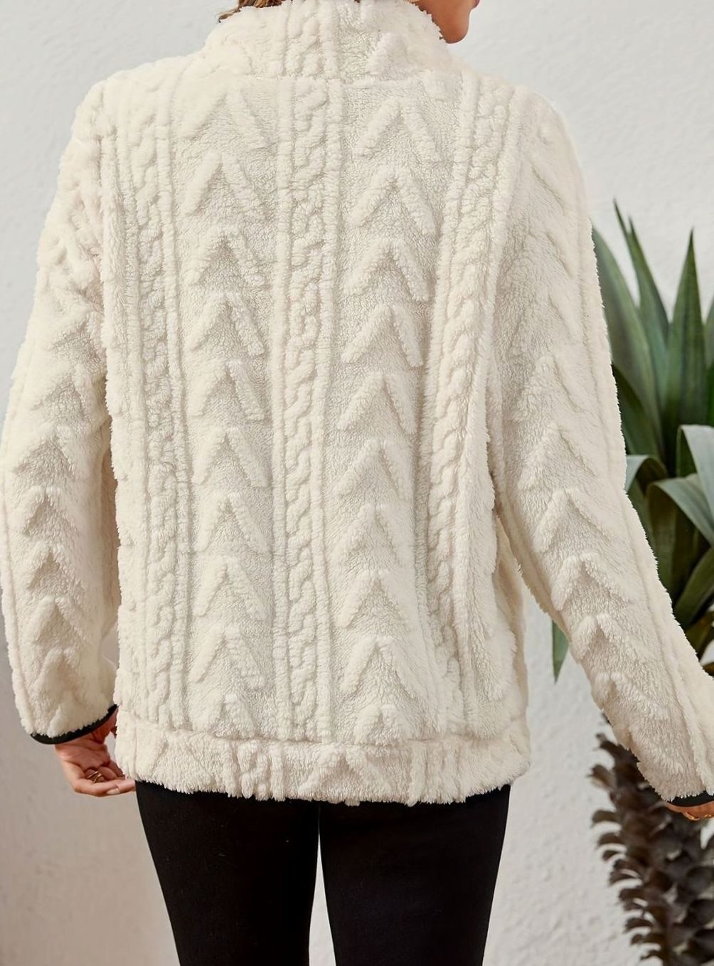 Women's Teddy-Texture Half-Zip Pullover with Pouch Pocket