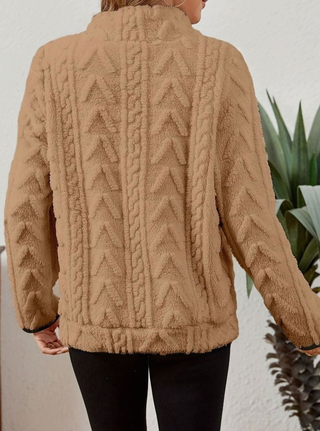 Women's Teddy-Texture Half-Zip Pullover with Pouch Pocket