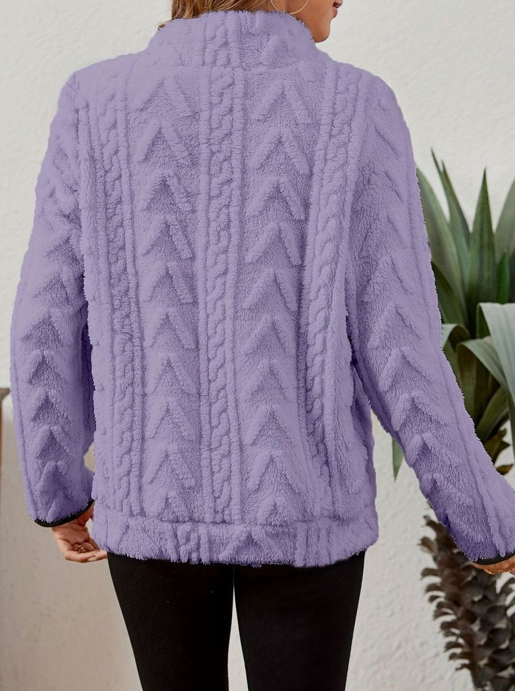 Women's Teddy-Texture Half-Zip Pullover with Pouch Pocket