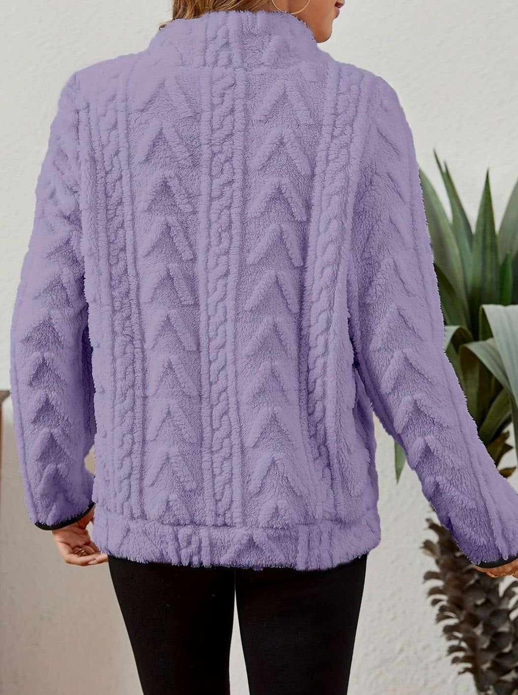 Women's Teddy-Texture Half-Zip Pullover with Pouch Pocket