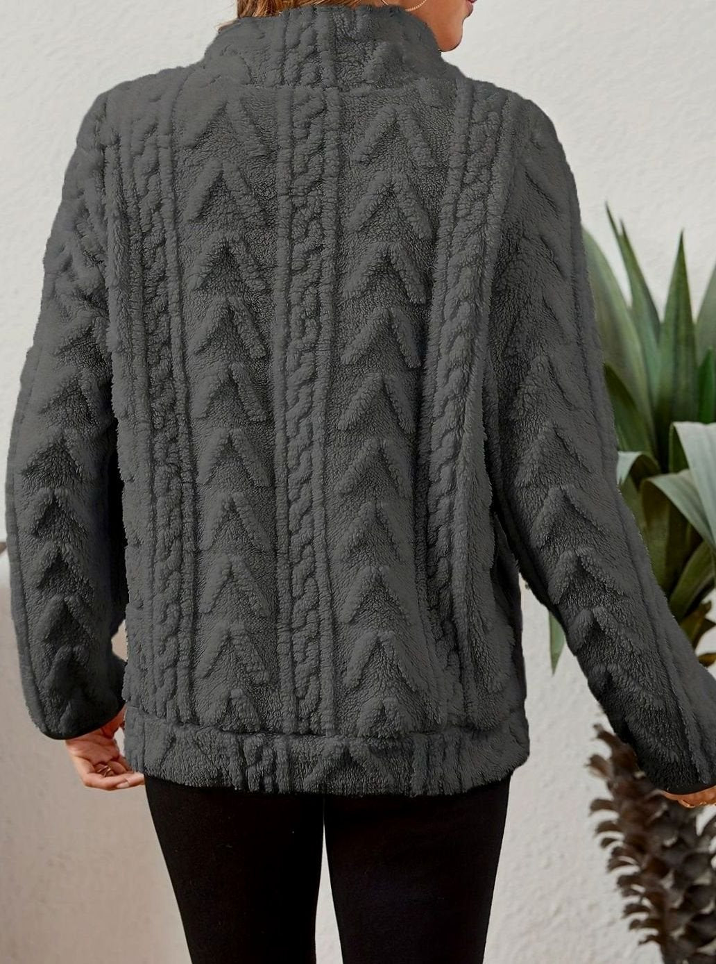 Women's Teddy-Texture Half-Zip Pullover with Pouch Pocket