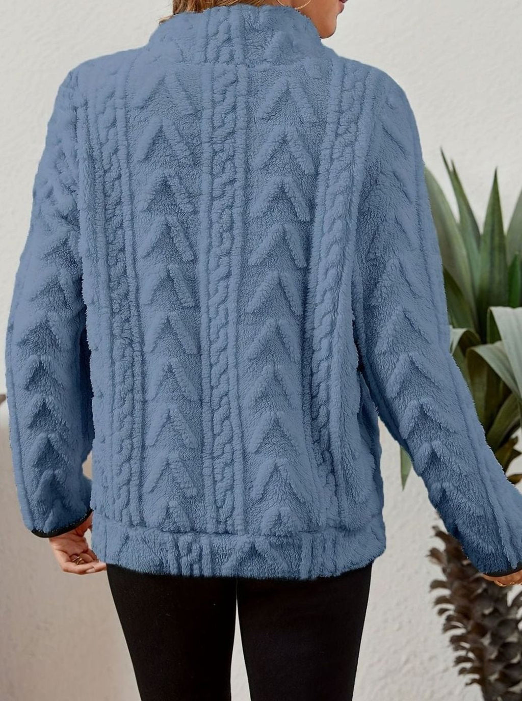 Women's Teddy-Texture Half-Zip Pullover with Pouch Pocket