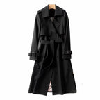 Women's Double-Breasted Belted Longline Trench Coat