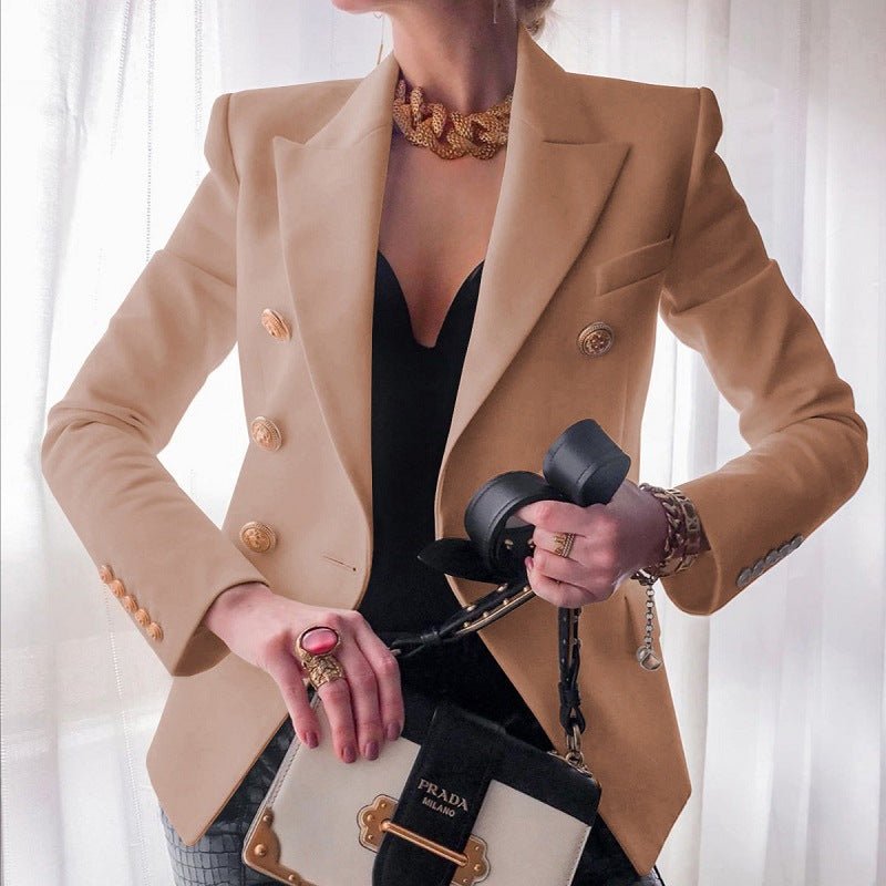 Women's Double-Breasted Blazer with Gold Buttons