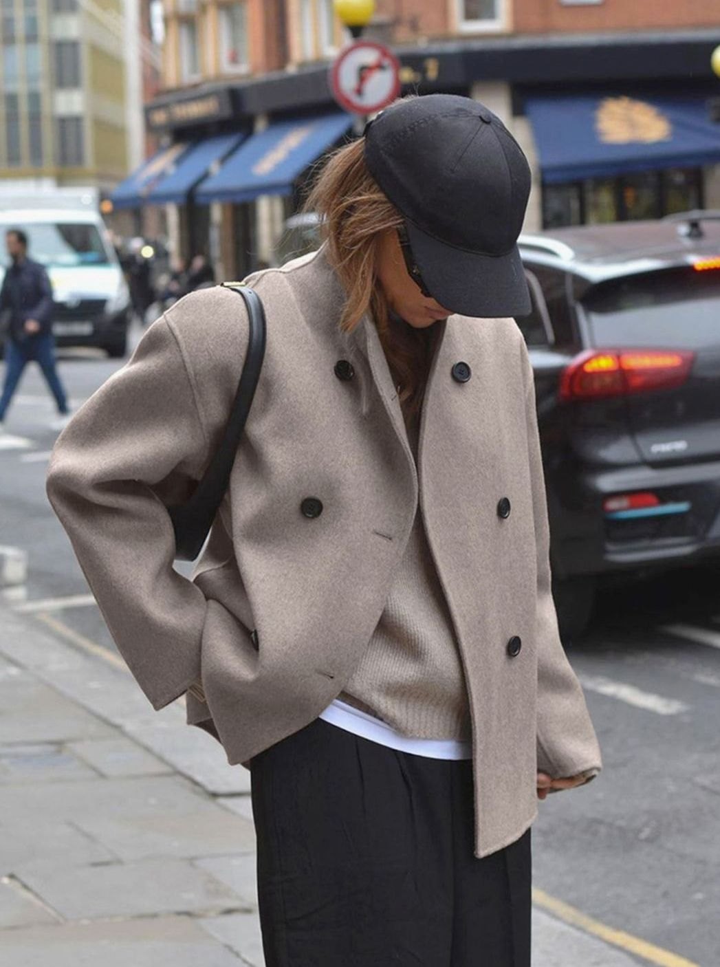 Women's Classic Stand-Neck Double-Breasted Wool Coat