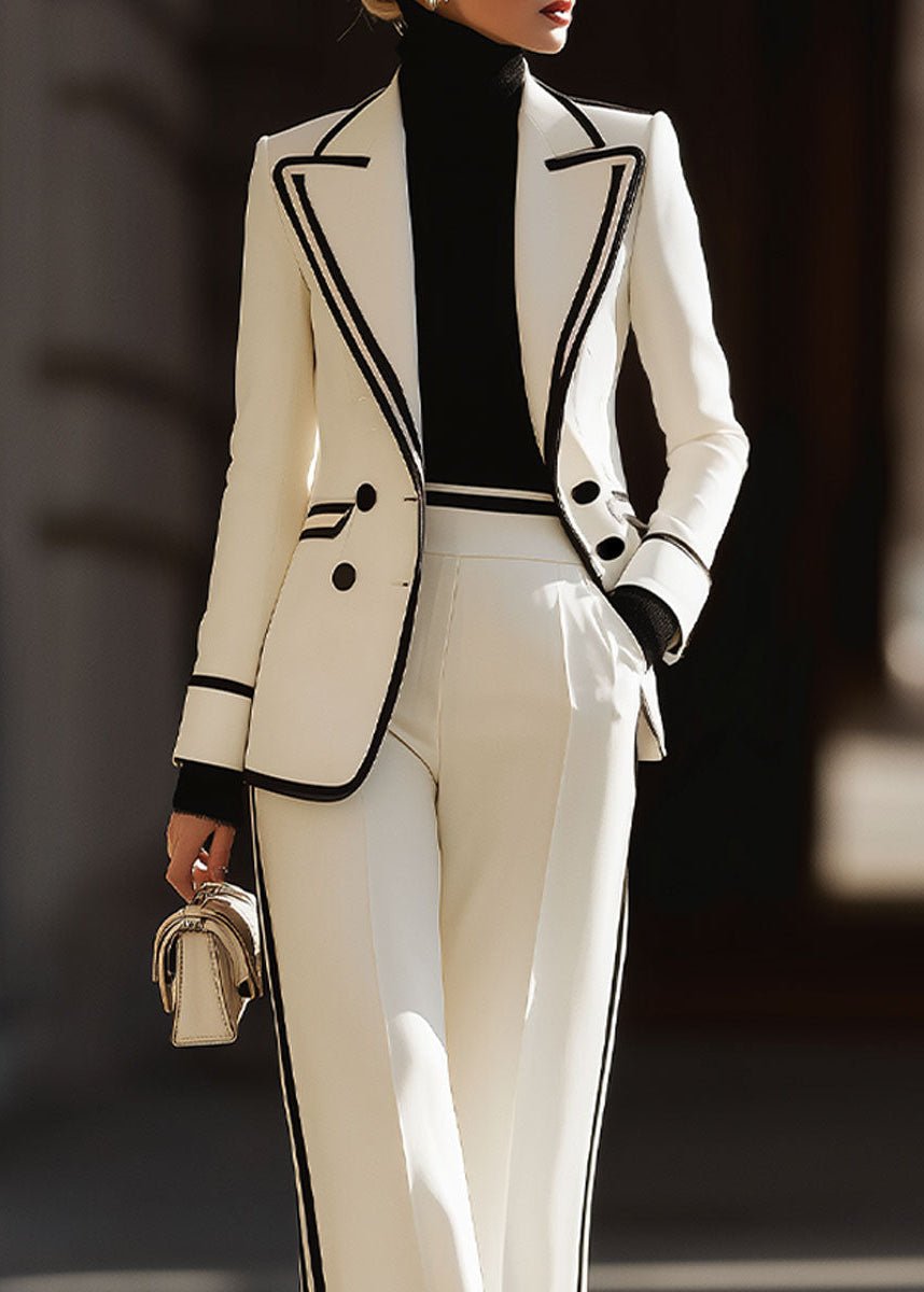 Women's Tailored Two-Piece Suit with Contrast Piping