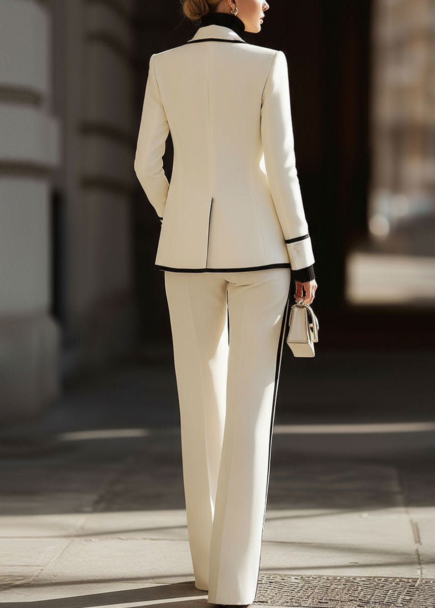Women's Tailored Two-Piece Suit with Contrast Piping