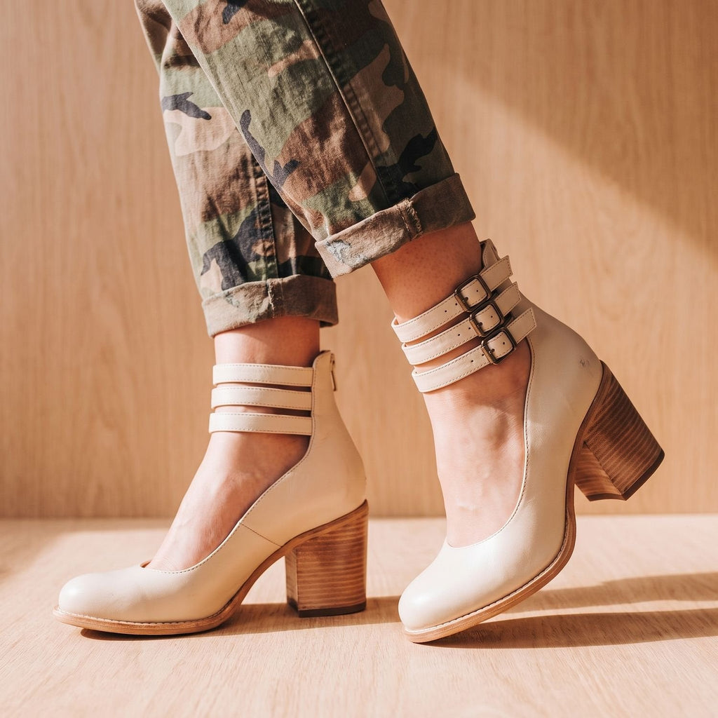 Women's Western Booties with Two Buckle Straps and Block Heel