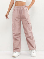 Women's Cargo Pocket Drawstring Casual Pants