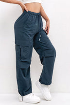 Women's Cargo Pocket Drawstring Casual Pants