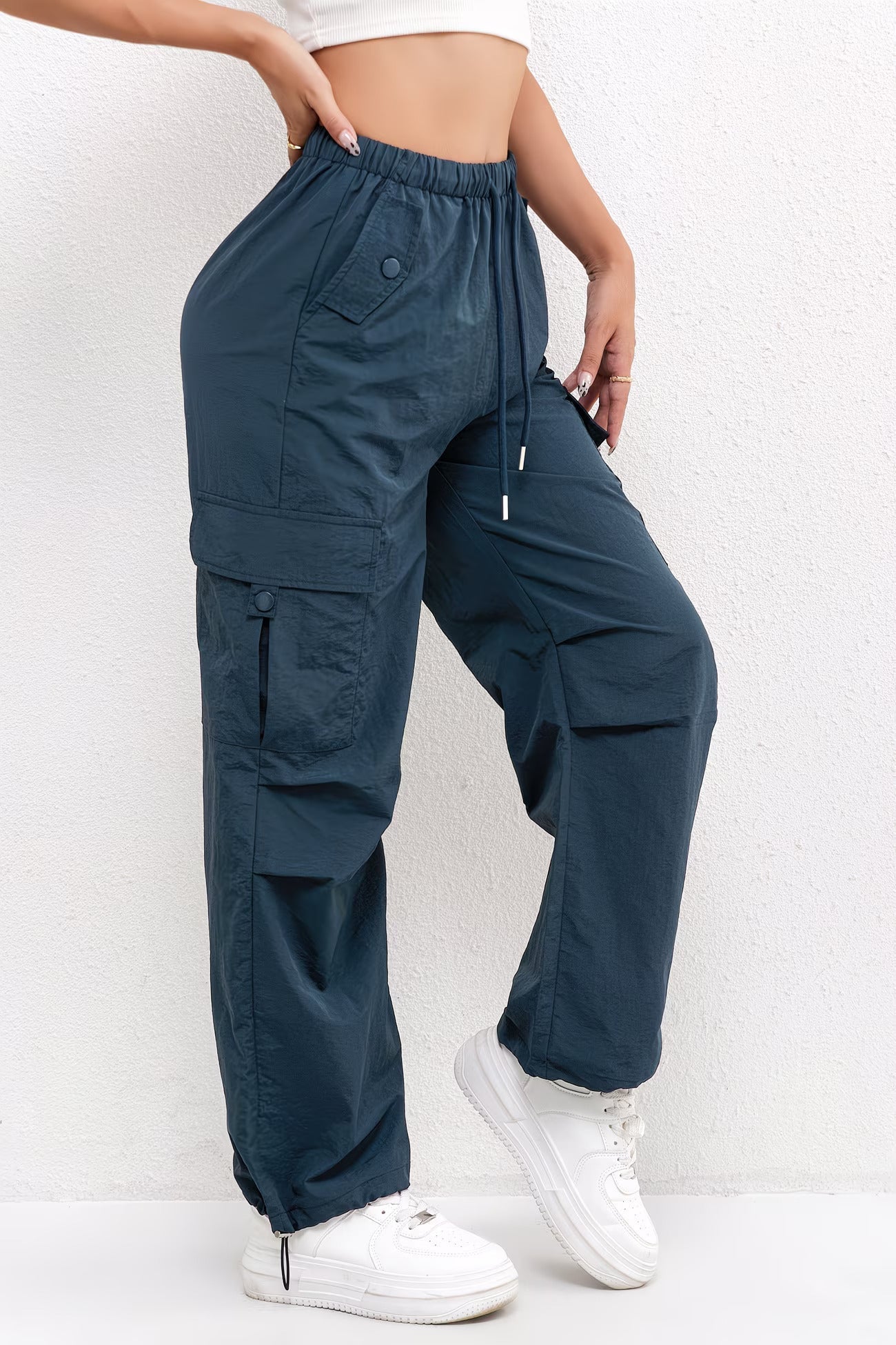 Women's Cargo Pocket Drawstring Casual Pants