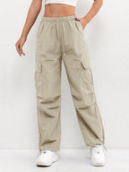 Women's Cargo Pocket Drawstring Casual Pants