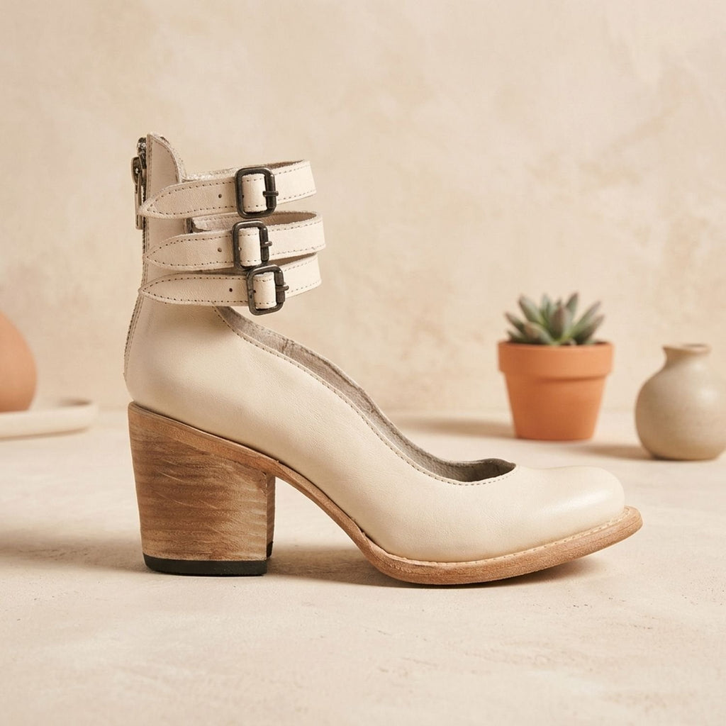 Women's Boho Western Dual-Buckle Heeled Booties
