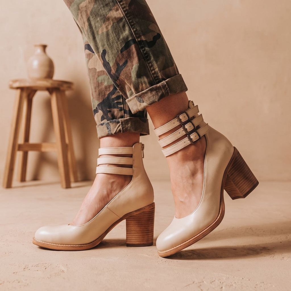 Women's Boho Western Dual-Buckle Heeled Booties