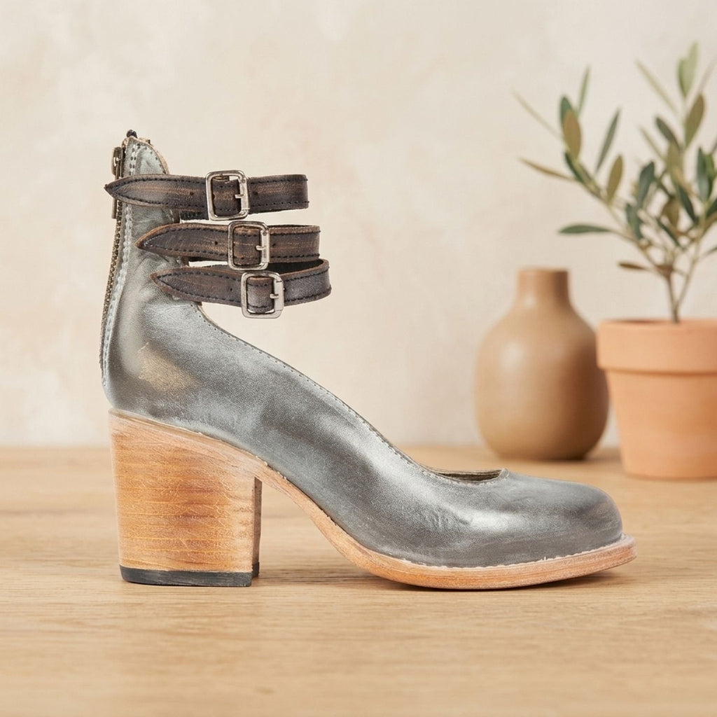 Women's Boho Western Dual-Buckle Heeled Booties