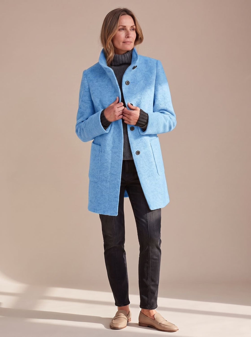 Women's Elegant Winter Coat Stand-Collar Button-Front