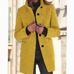 Women's Elegant Winter Coat Stand-Collar Button-Front