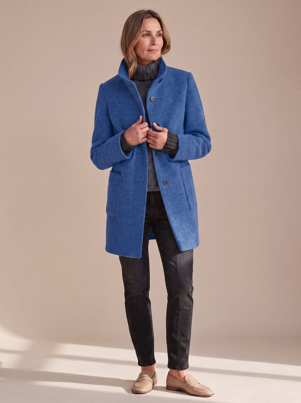Women's Elegant Winter Coat Stand-Collar Button-Front
