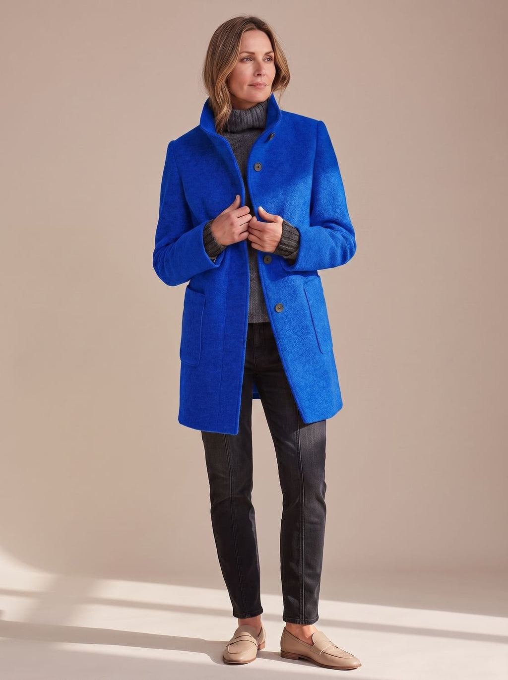 Women's Elegant Winter Coat Stand-Collar Button-Front