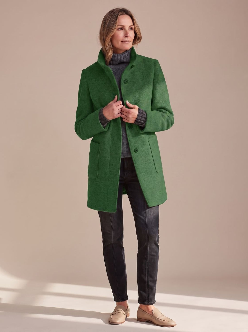 Women's Elegant Winter Coat Stand-Collar Button-Front