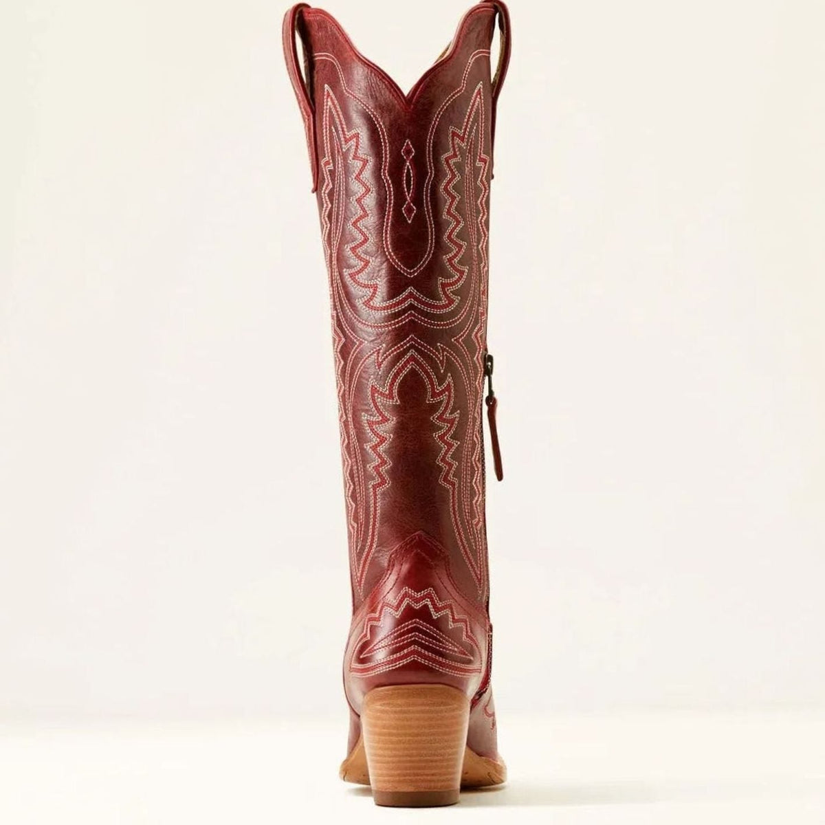 Women's Tall Cowgirl Boots with Tone-on-Tone Embroidery and Side Zip - Bordeaux