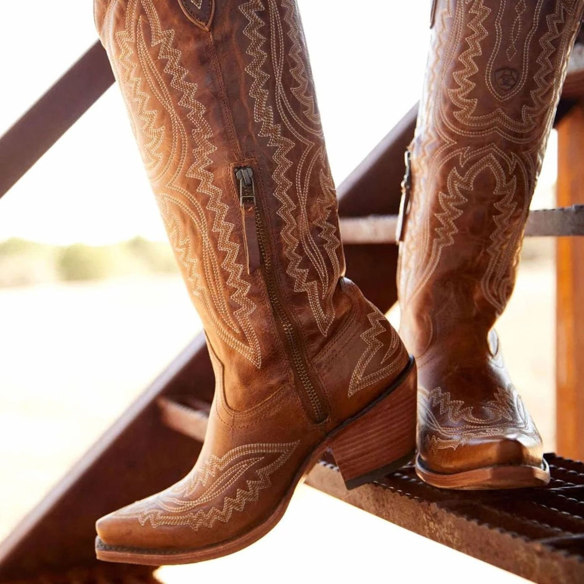 Women's Tall Cowgirl Boots with Tone-on-Tone Embroidery and Side Zip