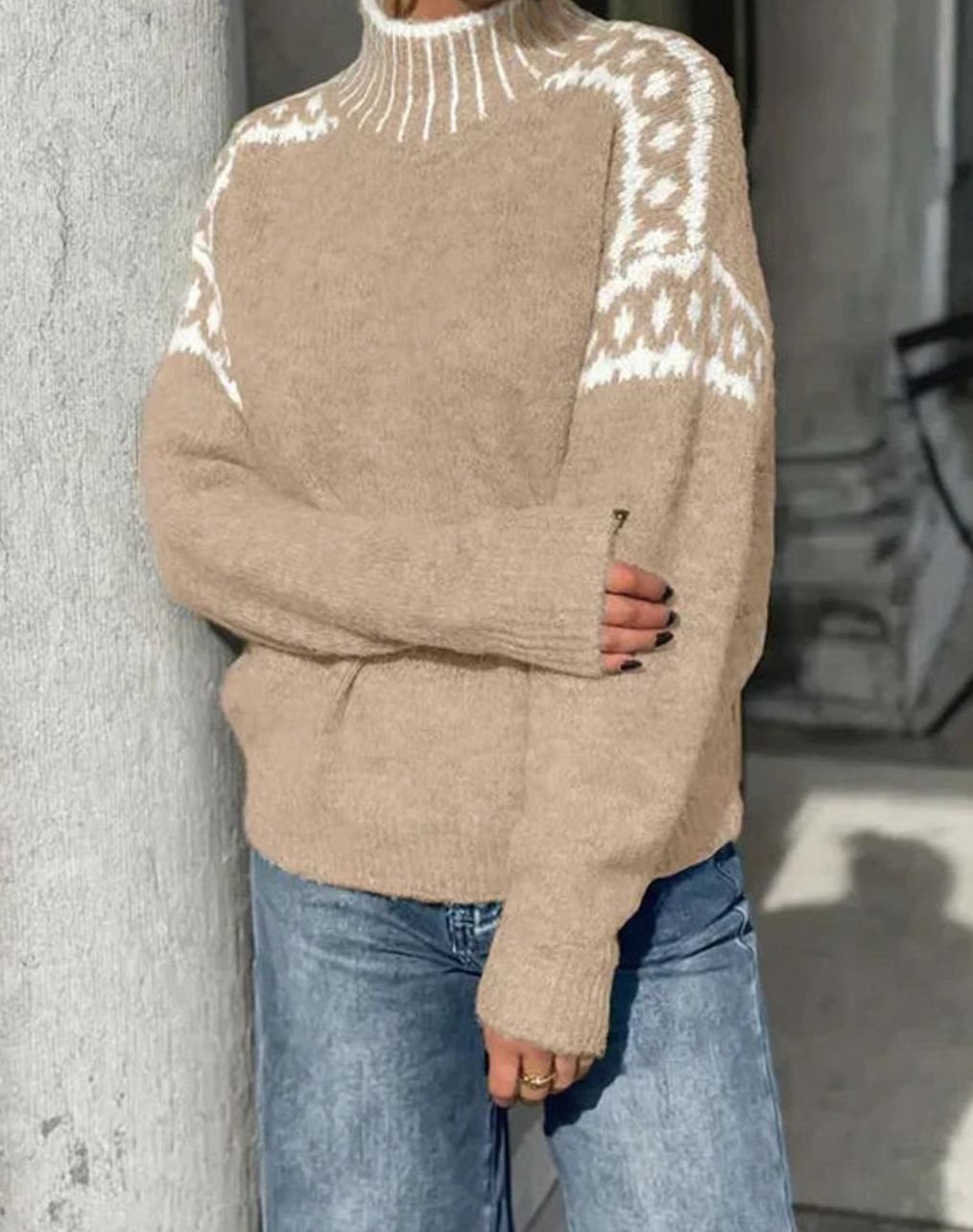 Women's Relaxed Fair Isle Turtleneck for Everyday Wear