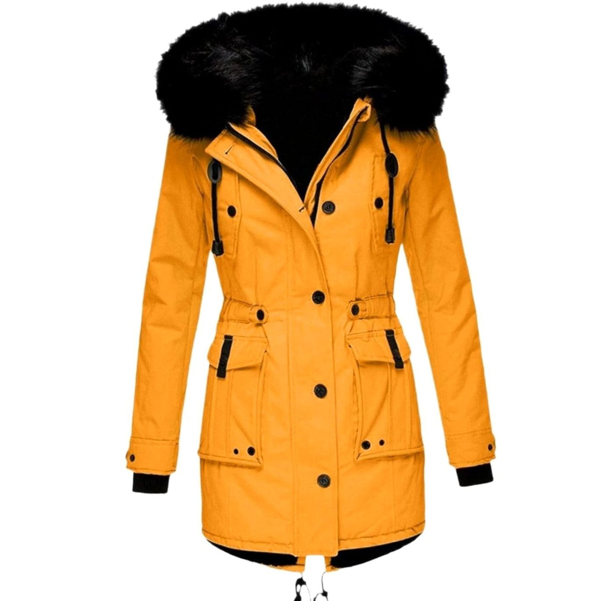 Women's Faux Fur Hood Fitted Parka Winter Coat