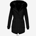 Women's Faux Fur Hood Fitted Parka Winter Coat