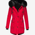 Women's Faux Fur Hood Fitted Parka Winter Coat