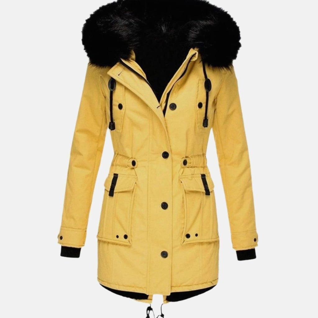 Women's Faux Fur Hood Fitted Parka Winter Coat