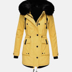 Women's Faux Fur Hood Fitted Parka Winter Coat