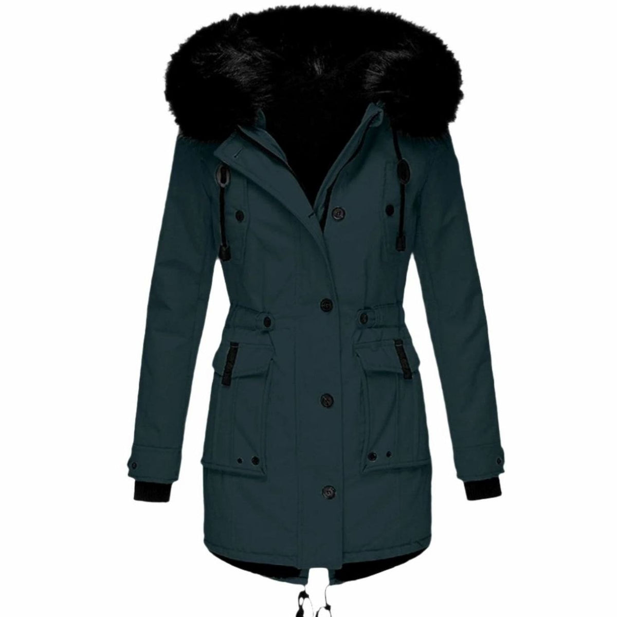 Women's Faux Fur Hood Fitted Parka Winter Coat