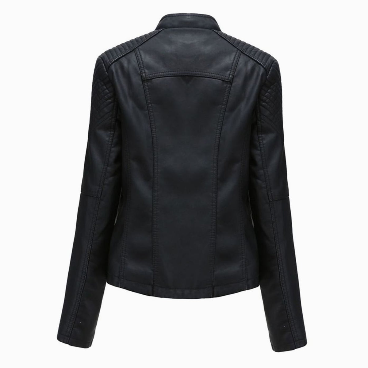 Women's Tailored Faux Leather Zip Jacket with Zip Pockets