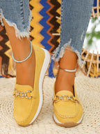 Women's Flat Loafers Slip-On Buckle Comfort Walking Shoes