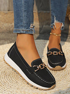 Women's Flat Loafers Slip-On Buckle Comfort Walking Shoes