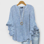 Women's Floral Blouse Ruffle Sleeves V-Neck Casual