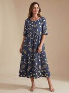 Women's Floral Embroidered Relaxed-Fit Occasion Dress