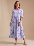Women's Floral Embroidered Relaxed-Fit Occasion Dress