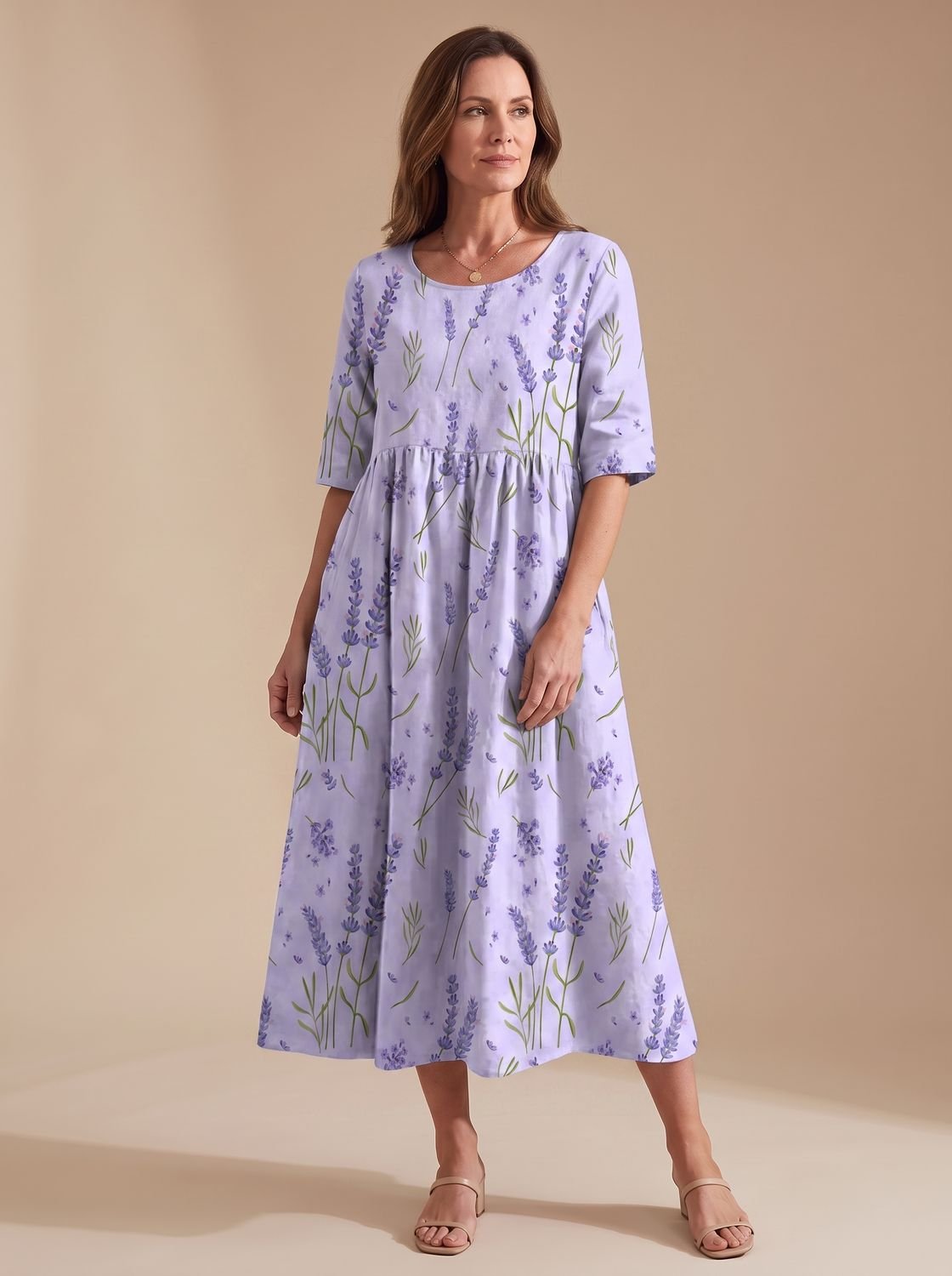 Women's Floral Embroidered Relaxed-Fit Occasion Dress