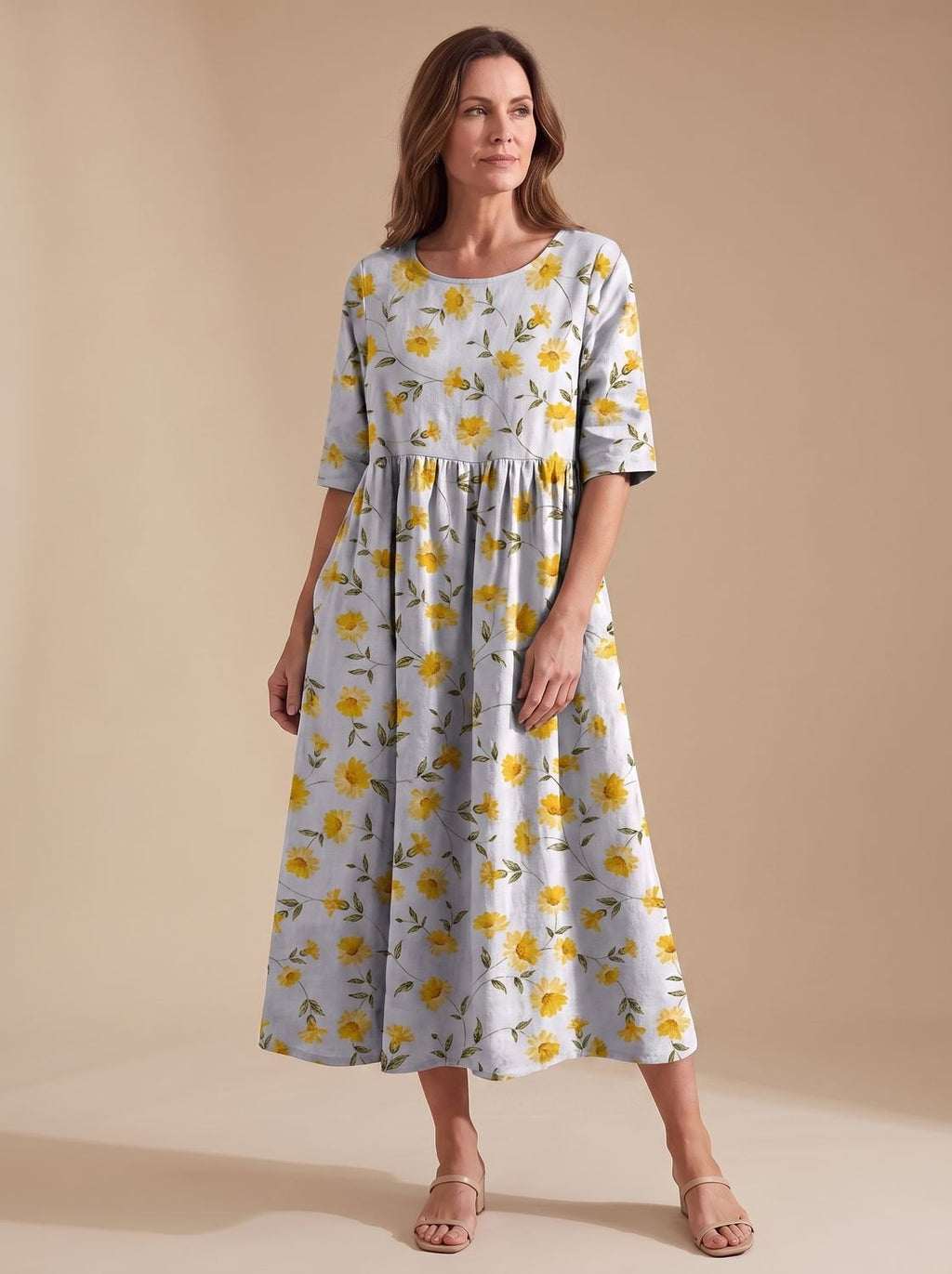 Women's Floral Embroidered Relaxed-Fit Occasion Dress