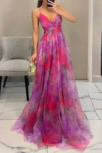 Women's Floral Tulle Sleeveless Maxi Cocktail Dress