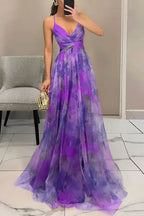 Women's Floral Tulle Sleeveless Maxi Cocktail Dress