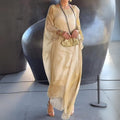 Women's Flowy Batwing-Sleeve Maxi Long Sleeve Dress Crewneck